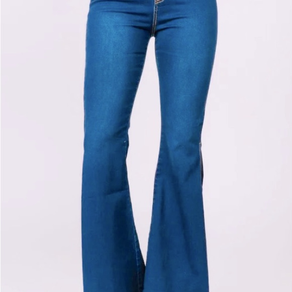American Bazi High Waist Bell Bottom Slit Denim Jeans like new! 70’s jeans